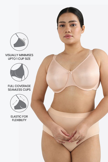 Wacoal Single Layered Wired Full Coverage Minimiser Bra - Cream Tan — image 6